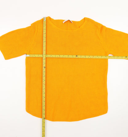 Oui Women's Orange Cotton Knit Short Sleeve Jumper Size 10