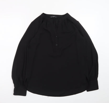 Dunnes Women’s Black Long Sleeve V-Neck Chiffon Blouse Size 8