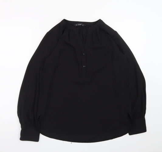 Dunnes Women’s Black Long Sleeve V-Neck Chiffon Blouse Size 8