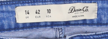Denim Co Women Blue Size 14 Skinny Jeans Frayed Hem
