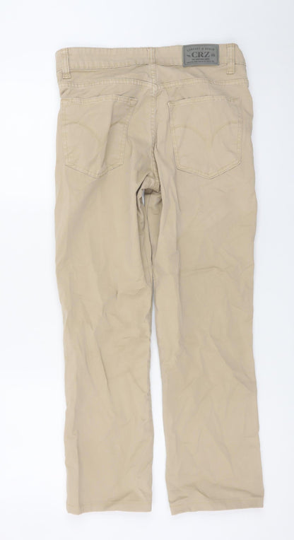 CRZ Men Beige Chino Trousers Size 38 Cotton Blend Straight Fit