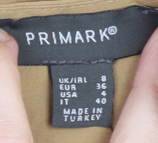 Primark Women Beige Midi Fit & Flare Belted Dress Size 8