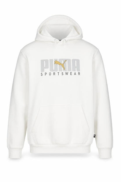 Puma Men’s White Pullover Hoodie S Logo Fleece Sportswear