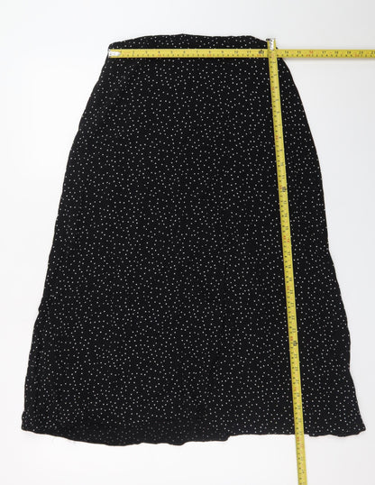 New Look Women’s Black Polka Dot A-Line Midi Skirt Size 10
