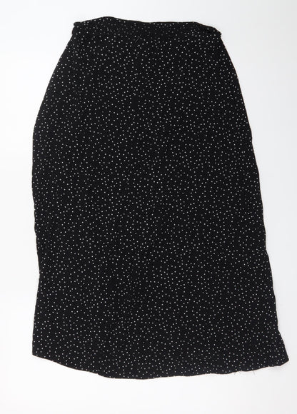 New Look Women’s Black Polka Dot A-Line Midi Skirt Size 10