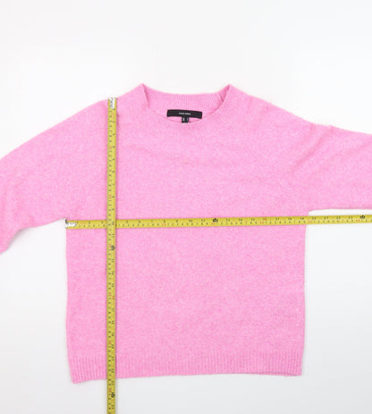 Vero Moda Women Pink Crew Neck Long Sleeve Pullover Jumper Size S