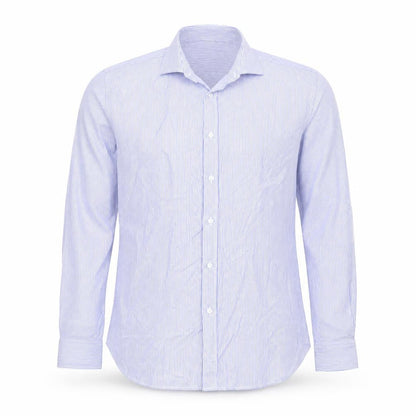 Moss 1851 Men's Blue Slim Fit Long Sleeve Striped Dress Shirt 16in