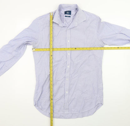 Moss 1851 Men's Blue Slim Fit Long Sleeve Striped Dress Shirt 16in