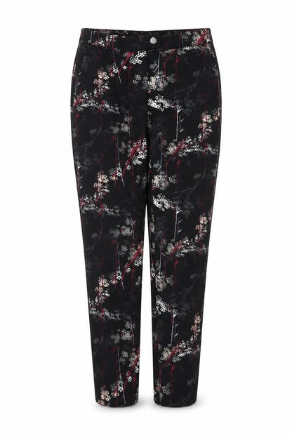 Next Women’s Black Floral Slim Trousers UK 10 Polyester Stretch