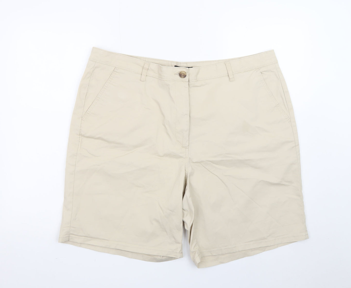 Dunnes Stores Men Beige Chino Shorts Size 34 Regular Cotton Blend