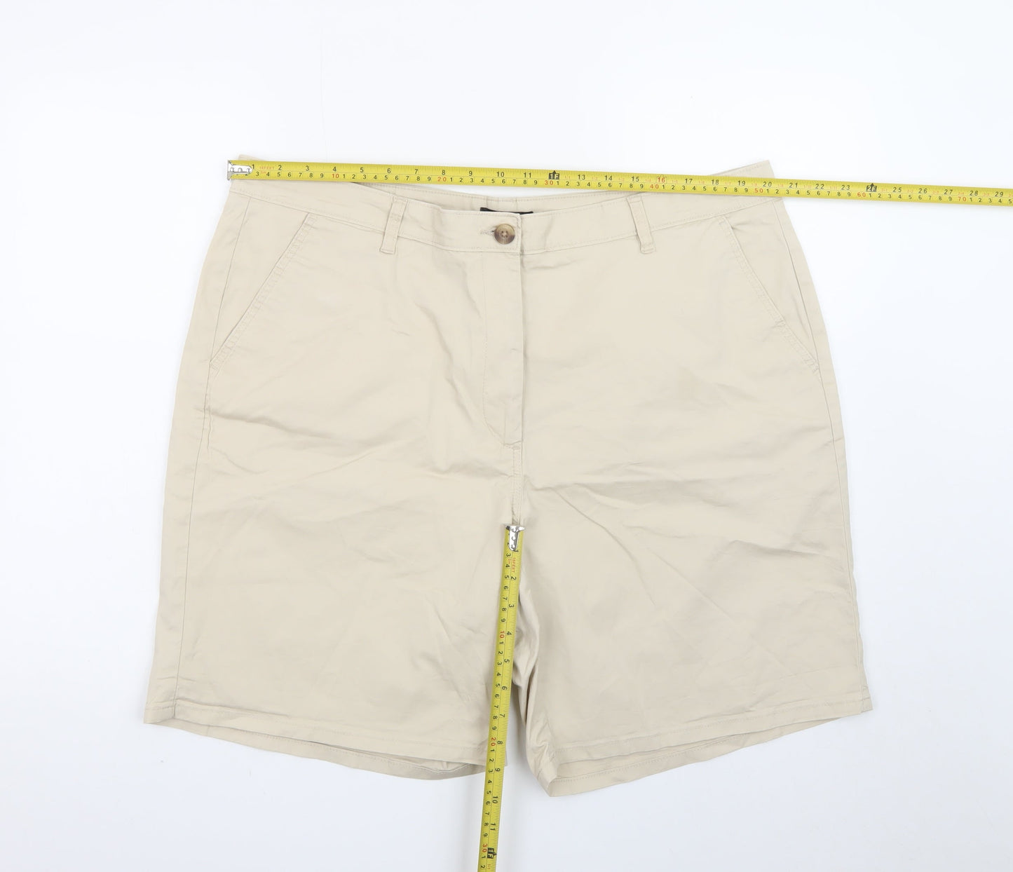 Dunnes Stores Men Beige Chino Shorts Size 34 Regular Cotton Blend