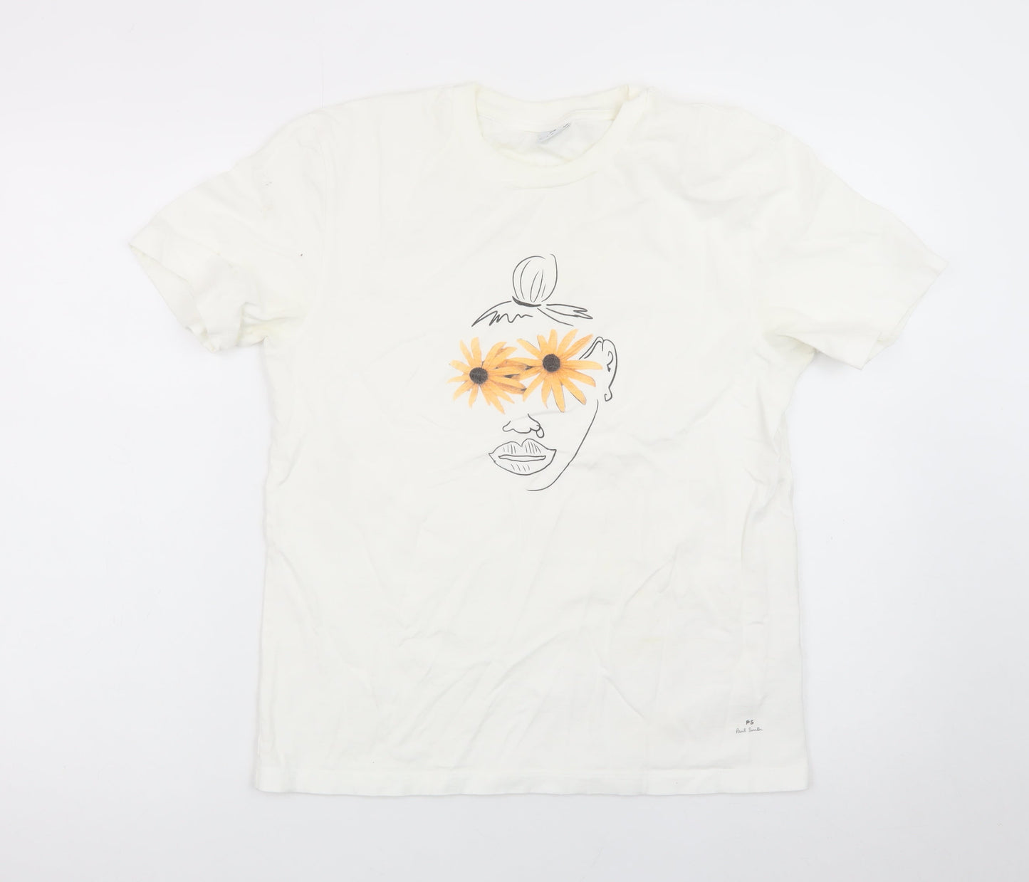 Paul Smith Women Ivory Art Floral Print T-Shirt Size S