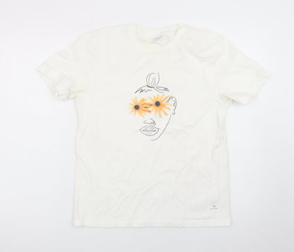 Paul Smith Women Ivory Art Floral Print T-Shirt Size S