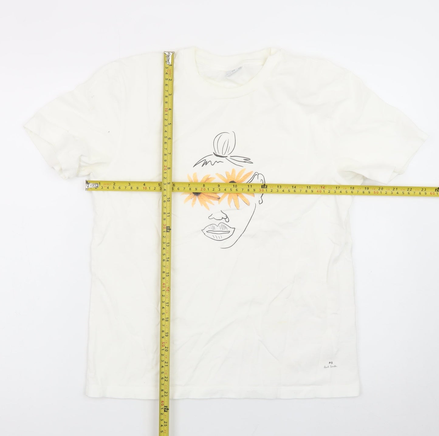 Paul Smith Women Ivory Art Floral Print T-Shirt Size S