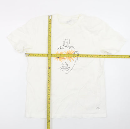 Paul Smith Women Ivory Art Floral Print T-Shirt Size S