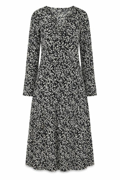 F&F Women's Black Animal Print A-Line Knee Length Dress Size 10