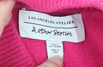 & Other Stories Women Pink Mock Neck Wool Blend Pullover Jumper S