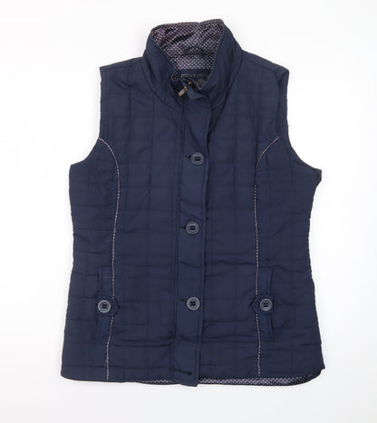 Jessica Graaf Women's Blue Quilted Sleeveless Waistcoat Size S