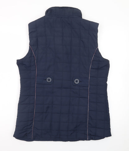 Jessica Graaf Women's Blue Quilted Sleeveless Waistcoat Size S