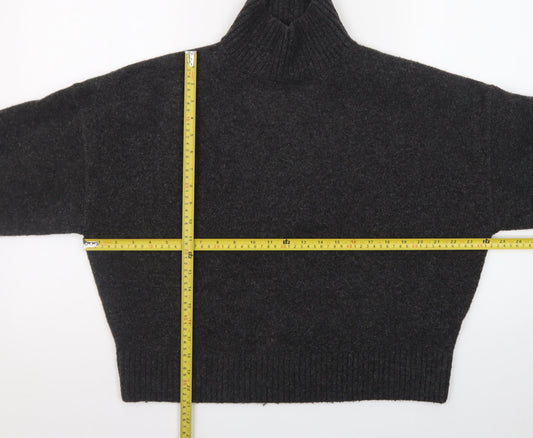 Zara Women Grey Wool Blend Roll Neck Jumper Size 12