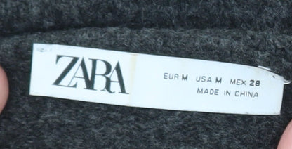 Zara Women Grey Wool Blend Roll Neck Jumper Size 12