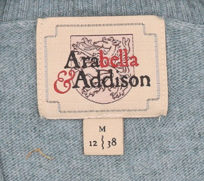 Arabella & Addison Womens Blue Striped Sleeve Crew Neck Jumper Size 12