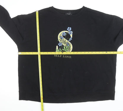 New Look Curves Black Self Love Graphic Pullover Sweatshirt UK 20