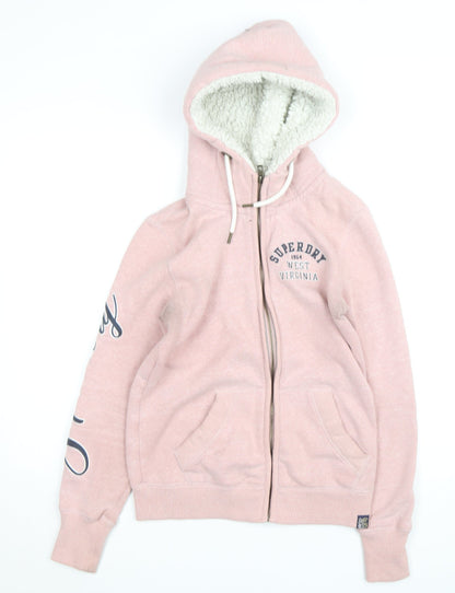 Superdry Girls Pink Full Zip Fleece Lined Hoodie Size 10 Years