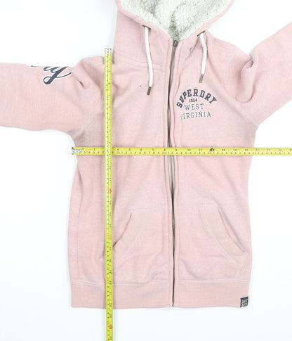 Superdry Girls Pink Full Zip Fleece Lined Hoodie Size 10 Years