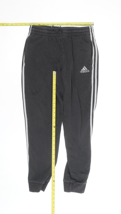 Adidas Womens Black Jogger Trousers Size M Elastic Waist Side Stripe