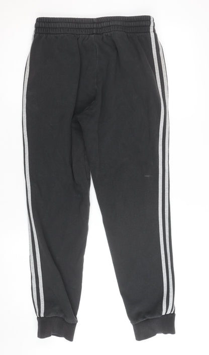 Adidas Womens Black Jogger Trousers Size M Elastic Waist Side Stripe