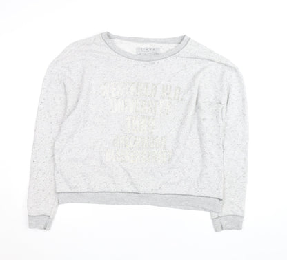 River Island Women's Grey Cotton Blend Pullover Sweatshirt Size 14