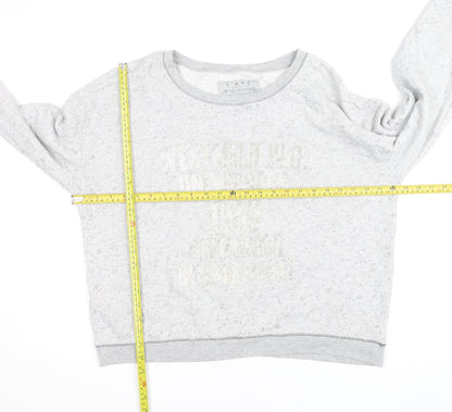 River Island Women's Grey Cotton Blend Pullover Sweatshirt Size 14