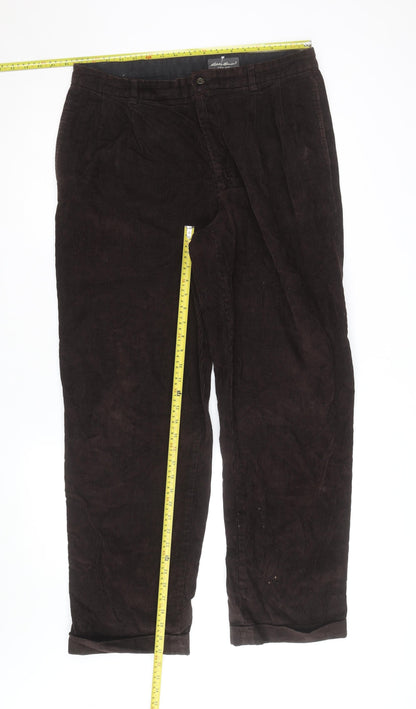 Eddie Bauer Men's Brown Corduroy Trousers 36x32 Regular Fit