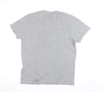 Jack & Jones Men's Grey Graphic Print Crew Neck T-Shirt Size L