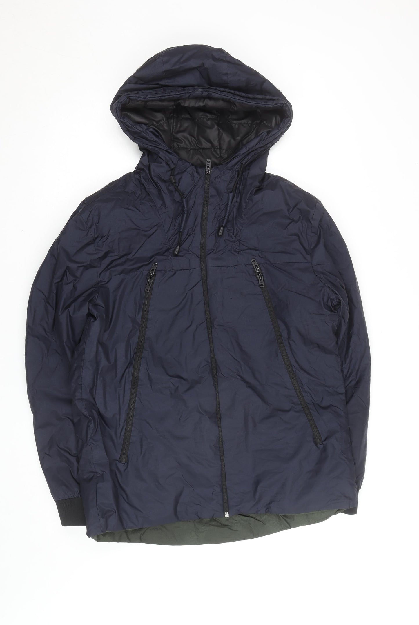 Jack & Jones Men's Blue Hooded Puffer Jacket L Water Resistant