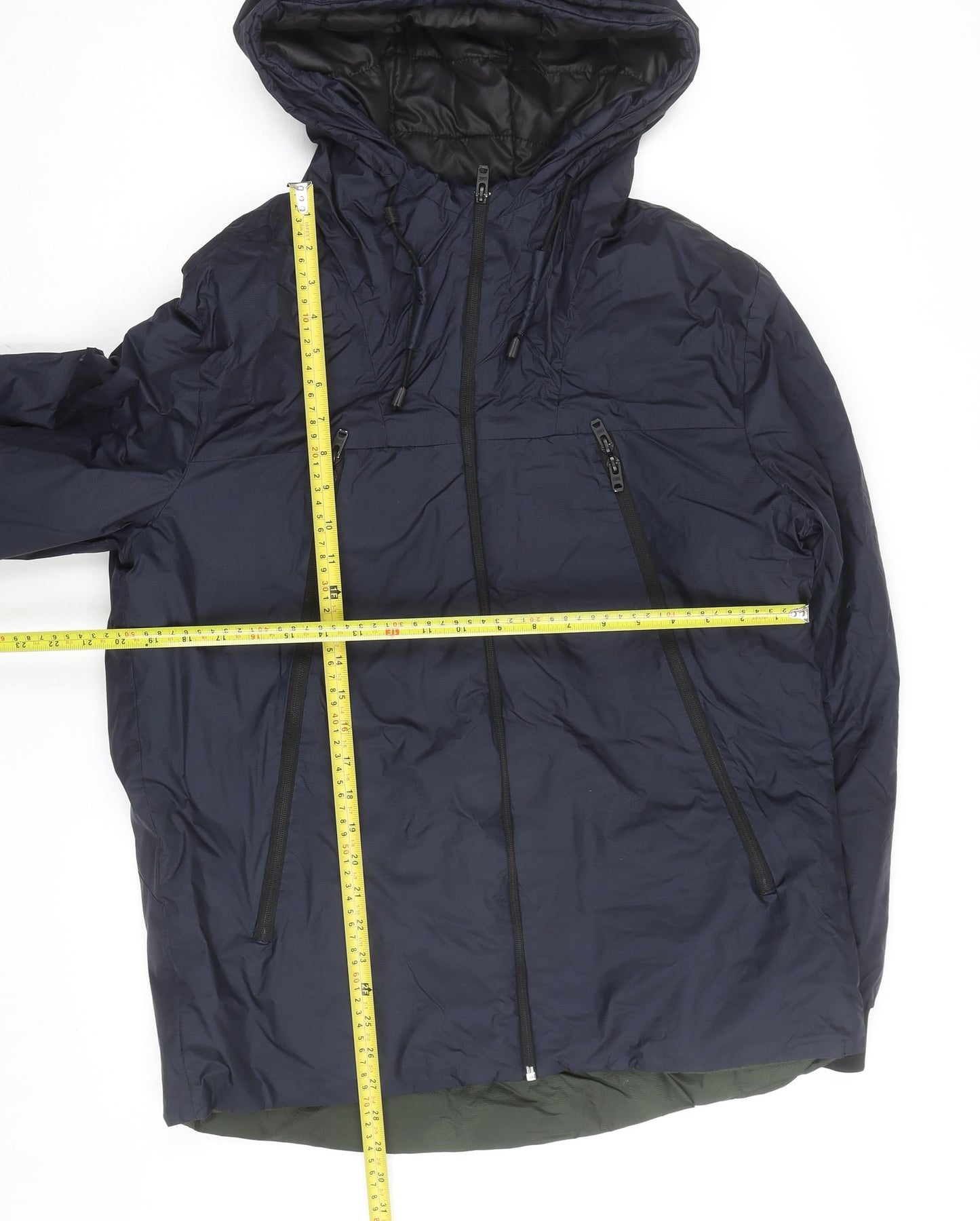 Jack & Jones Men's Blue Hooded Puffer Jacket L Water Resistant