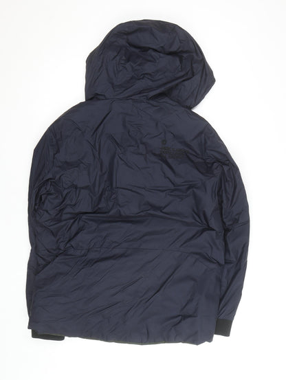 Jack & Jones Men's Blue Hooded Puffer Jacket L Water Resistant