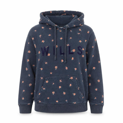 Jack Wills Women Blue Floral Pullover Hoodie UK 6