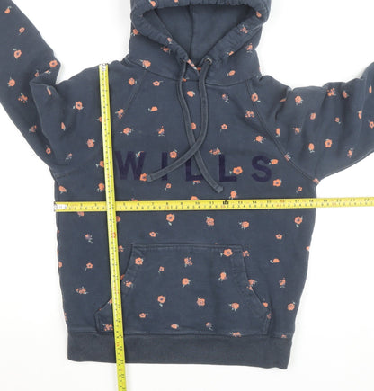 Jack Wills Women Blue Floral Pullover Hoodie UK 6