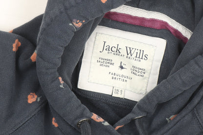 Jack Wills Women Blue Floral Pullover Hoodie UK 6