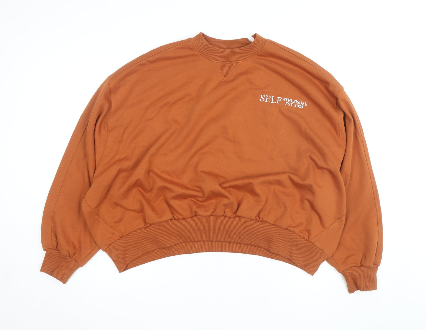 Self Women’s Brown Oversized Crew Neck Sweatshirt XL Cotton