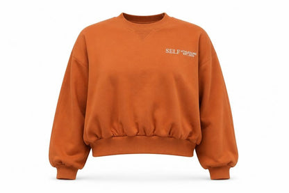 Self Women’s Brown Oversized Crew Neck Sweatshirt XL Cotton