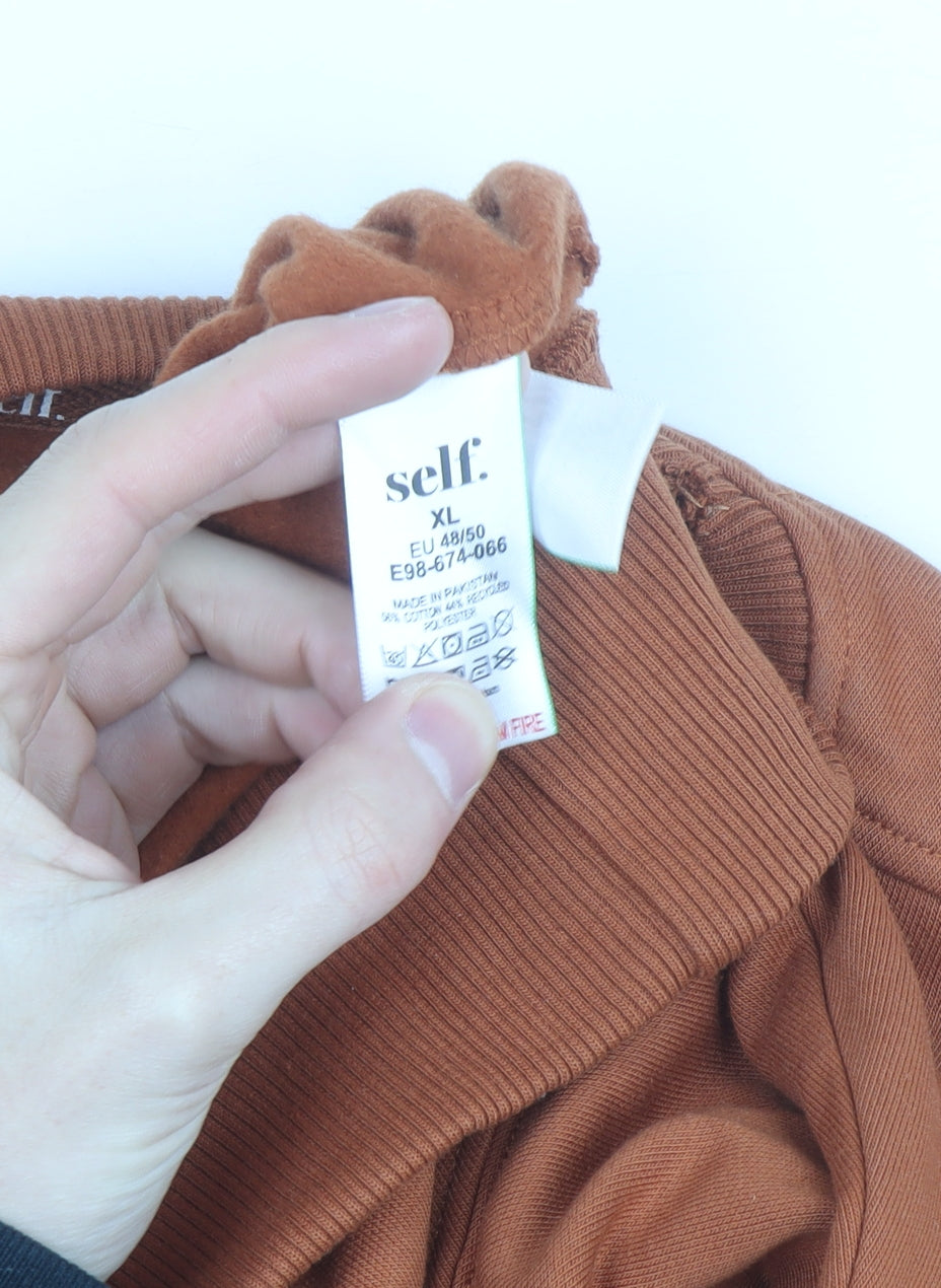 Self Women’s Brown Oversized Crew Neck Sweatshirt XL Cotton
