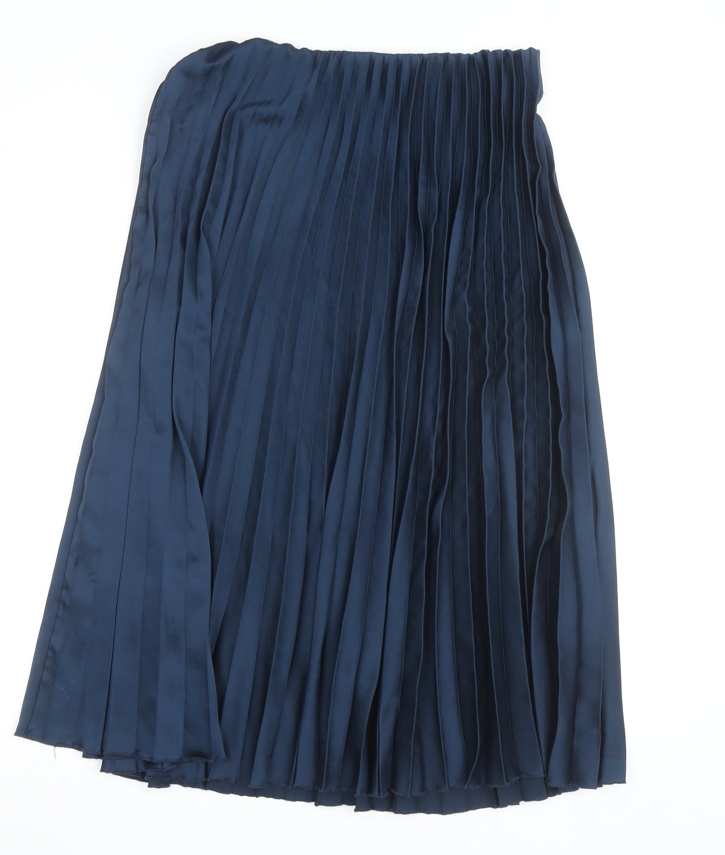 Zara Women Blue Midi Pleated Satin Skirt L