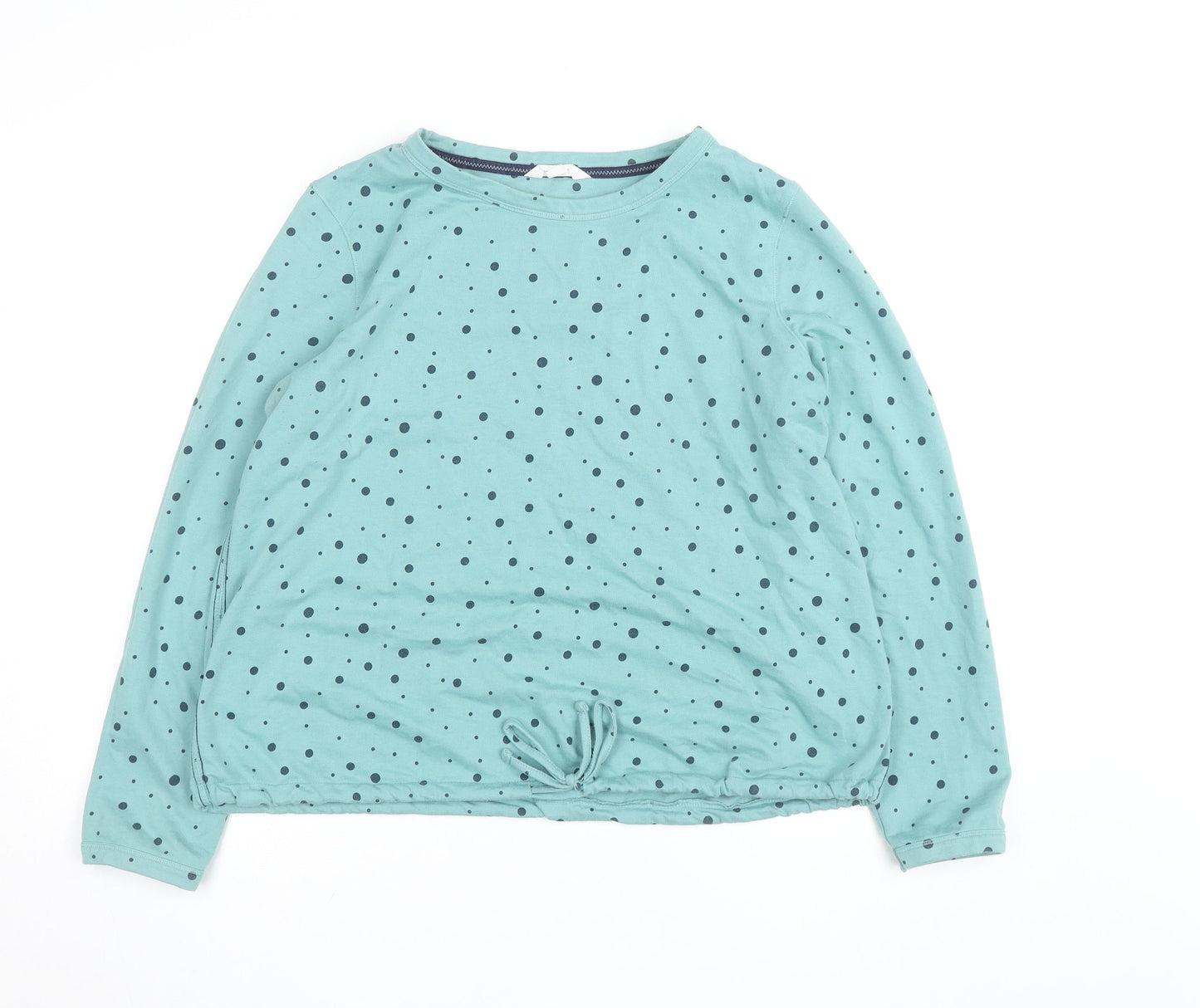 White Stuff Womens Blue Polka Dot Long Sleeve Pullover Sweatshirt Size 12