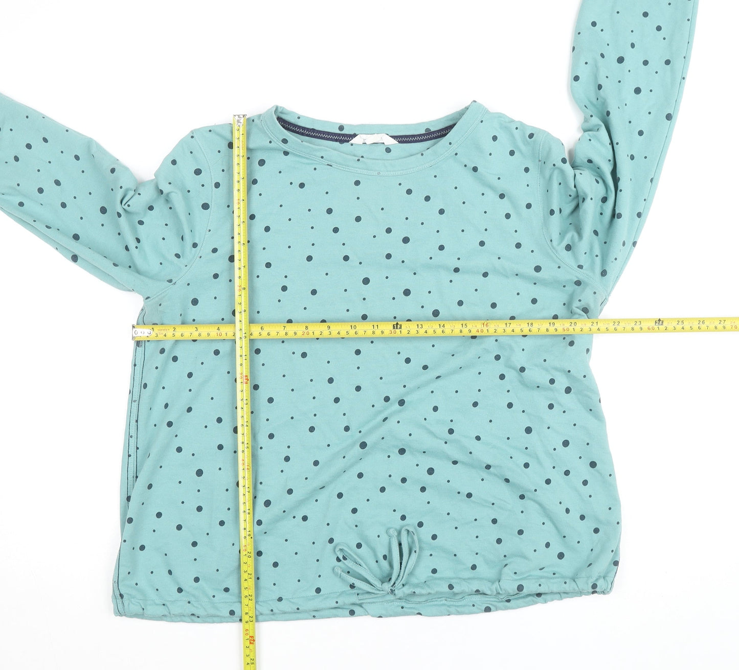 White Stuff Womens Blue Polka Dot Long Sleeve Pullover Sweatshirt Size 12