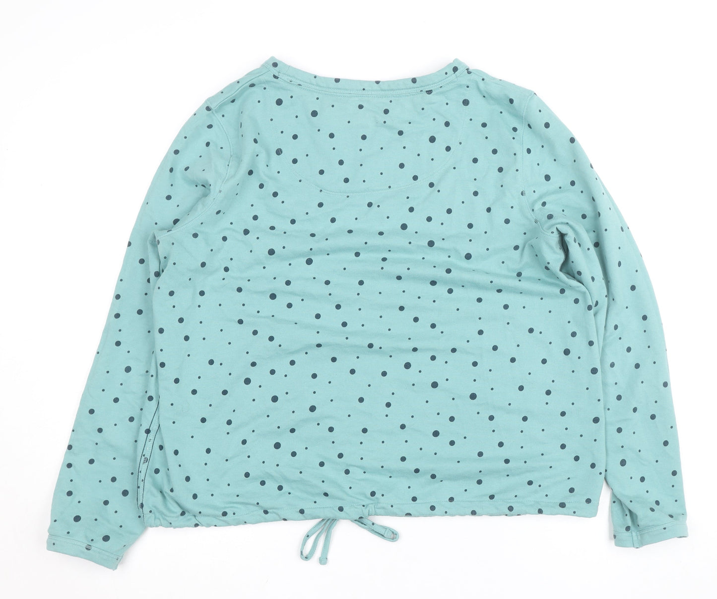 White Stuff Womens Blue Polka Dot Long Sleeve Pullover Sweatshirt Size 12
