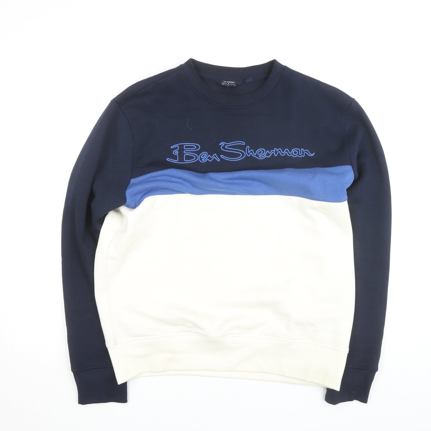 Ben Sherman Men's Blue Colour Block Crew Neck Sweatshirt L