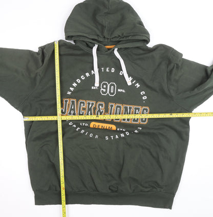 Jack & Jones Men’s Green 3XL Pullover Hoodie +FIT Graphic Sweatshirt